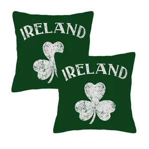 2pcs, St. Patrick'S Theme Day Throw Pillow Covers, Lucky Shamrock and White Text Design, Home Décor Products, Cushion Cover Decoration for Couch Sofa, Room Decor and Bedroom Decor, Suitable for Spring Decoration, Single Sided Printing, No Pillow Core