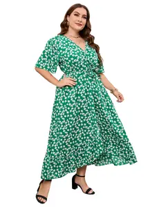 Final Clearance! Plus Size Ditsy Floral Wrap Maxi Dress | Limited Stock