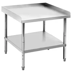 GARVEE 30x30x30 Inch Stainless Steel Equipment Grill Stand Table with 400 Lbs Capacity, NSF Certified, Adjustable Legs, and 2-Inch Edge Baffle for Hotel, Home, and Commercial Restaurant Kitchens