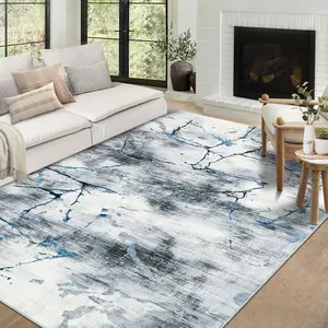 Abstract Marbled Print Rug Modern Long Strip Rug Washable Area Rug Stain Resistant Non-Slip Suitable For Living Room Bedroom Laundry Kitchen