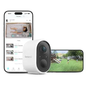 Sense-U Security Baby Monitor Camera, Indoor/Outdoor Use, AI Breathing Detection, Battery Operated, Waterproof, No Monthly Fees