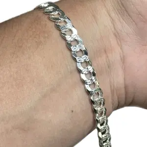 925 Silver 8mm diamond cut Cuban bracelet