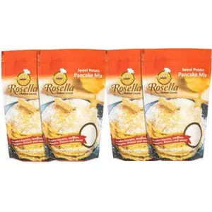 Rosella Sweet Potato Pancake Mix 4 Pack 16oz Each Fluffy Light Ready in Minutes with Just Water Warm Vanilla Cinnamon Brown Sugar Tasty Nutritious Pancakes