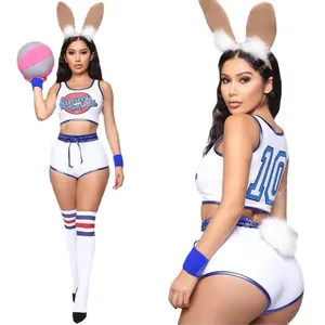 Cute Bunny Squad Cosplay Set for Women – Sporty Cheerleader Outfit Costume