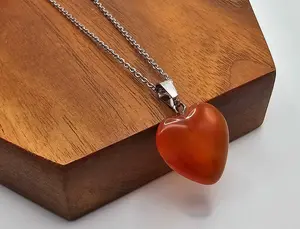 Radiant Love: Carnelian Heart Pendant Necklace - 18 Inches