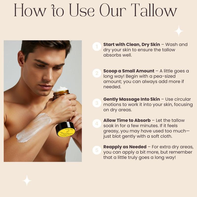 Frankincense & Castor Oil Beef Tallow Grass Fed & Finished Organic Moisturizer for Skin Hydrating & Nourishing for Cracked, Dry Skin Age Defying