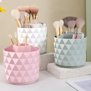 Rotatable Makeup Brush Storage Box Desktop Round Eyebrow Pencil Lipstick Holder Makeup Organizer Cosmetics Container Brush