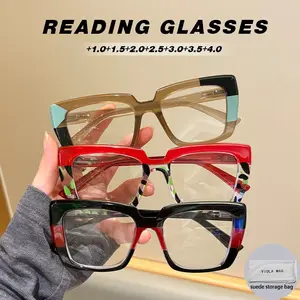 3pcs Value Set Multi-Color Patched Large Frame HD Blue Light Blocking Reading Glasses, Comfortable & Stylish Eyewear for Daily Use