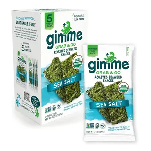Gimme Seaweed Grab & Go – Organic Sea Salt, 5 Count – Keto, Vegan, Gluten-Free, Healthy Snack for All Garlic Sesame