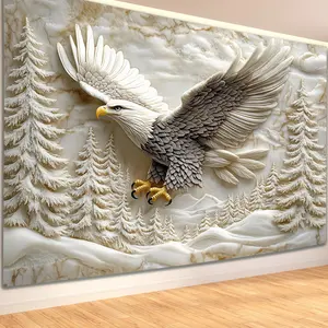 1 Sheet, Classic 3D Eagle Flying Wall Hanging Decor, Polyester Animal Theme Tapestry, Suitable for Living Room, Indoor/Outdoor Party Decoration, No Electricity Required, Feather-Free Design