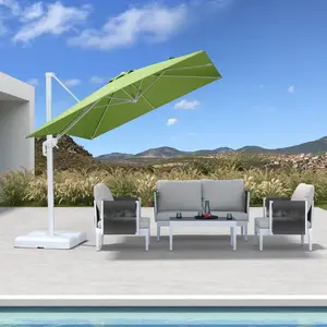 PURPLE LEAF 8x8 ft White Pole Outdoor Patio Umbrella Colorful Cantilever Umbrellas