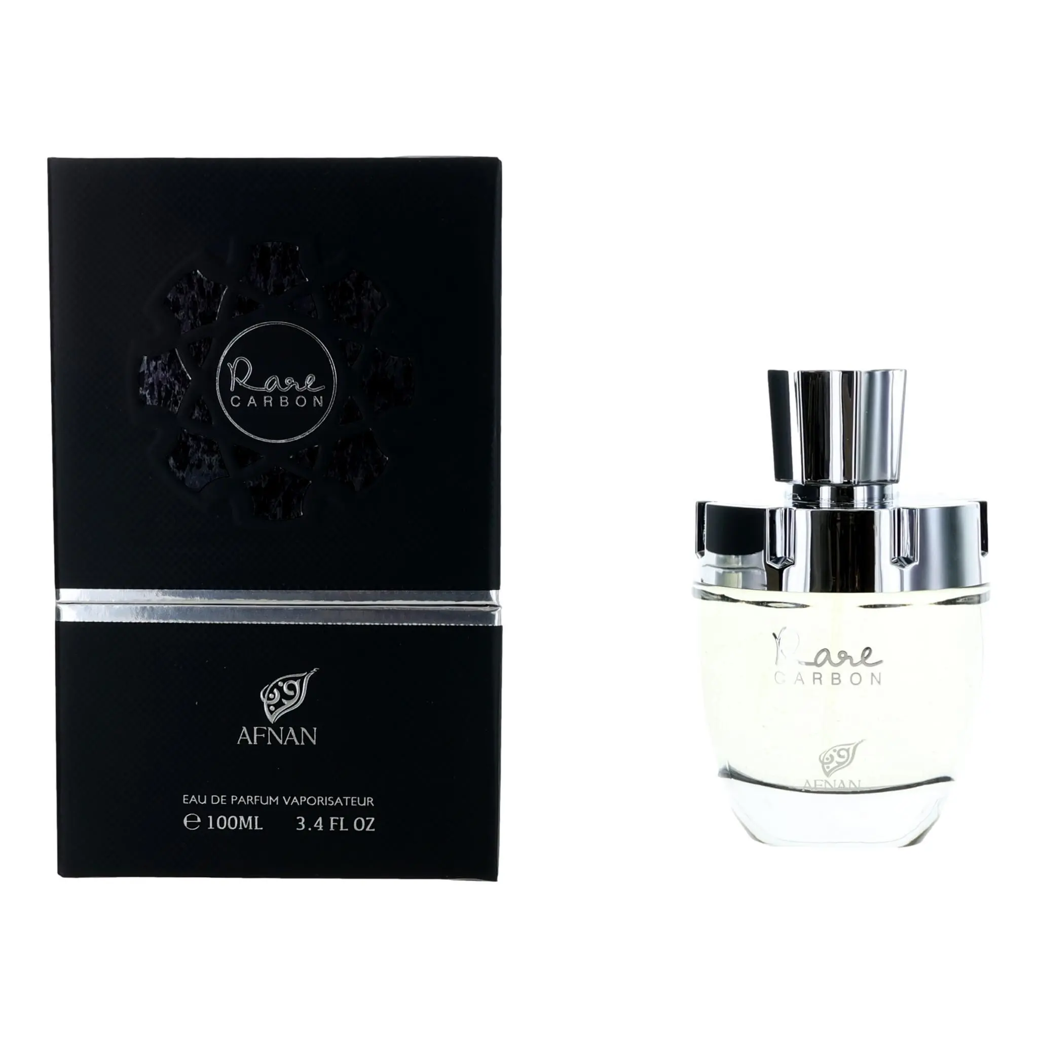 Rare Collection - Carbon by Afnan for Men, Authentic Guarantee, 3.4 fl oz EDP Spray, Long-Lasting Dreamy Floral Musk, Daily Wear Fragrance