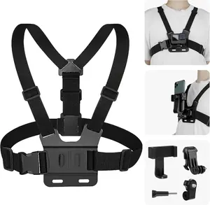 1 Set of Mobile Phone Chest Mount Harness Strap Holder Cell Phone Clip - GoPro Chests, Cell Phone Clips Harness Holder Bracket for GoPro Hero 2018/7/6/5/4/3, Session, Action Camera Chest Strap Holder