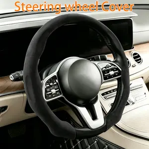 Car Steering Wheel Cover, 15 Inch Suede Clip on Sports Style Steering Wheel Protector, Non-Slip Automotive Interior Decor Protective Accessories, Universal Fit for Sedan Truck Van SUV