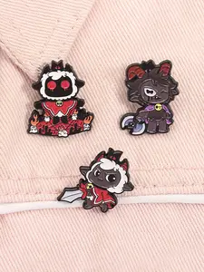 3pcs/set Cult of the Lamb Enamel Pins Lamb Leader Holy Sheep Bishop Evil Goat AVG Game Peripheral Metal Brooches Lapel Backpack Badge Fashion Jewelry Accessories Gifts for Gamer Friends