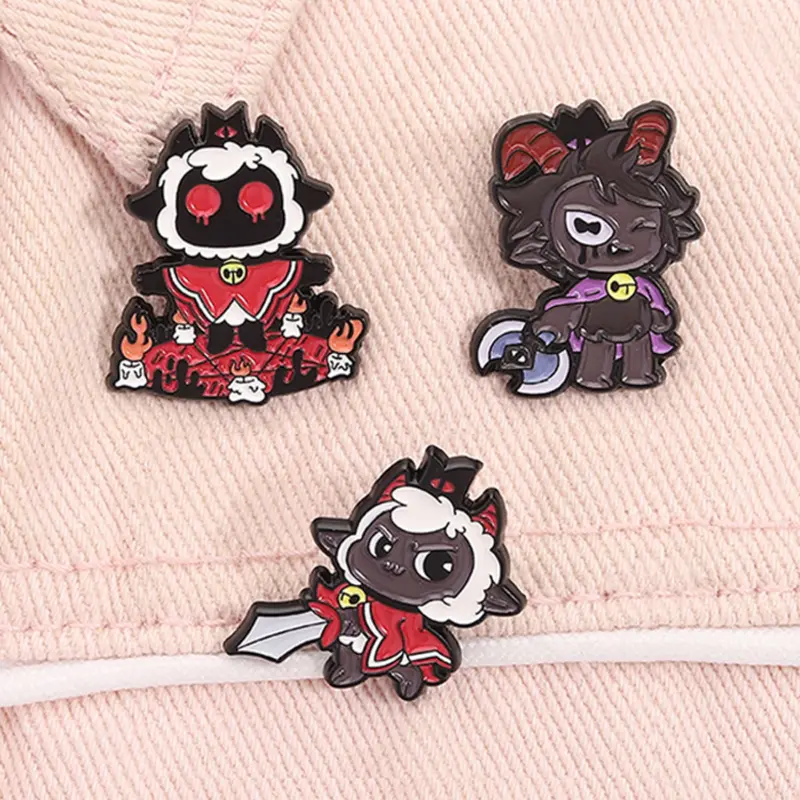 3pcs/set Cult of the Lamb Enamel Pins Lamb Leader Holy Sheep Bishop Evil Goat AVG Game Peripheral Metal Brooches Lapel Backpack Badge Fashion Jewelry Accessories Gifts for Gamer Friends Alloy Brooch Pin