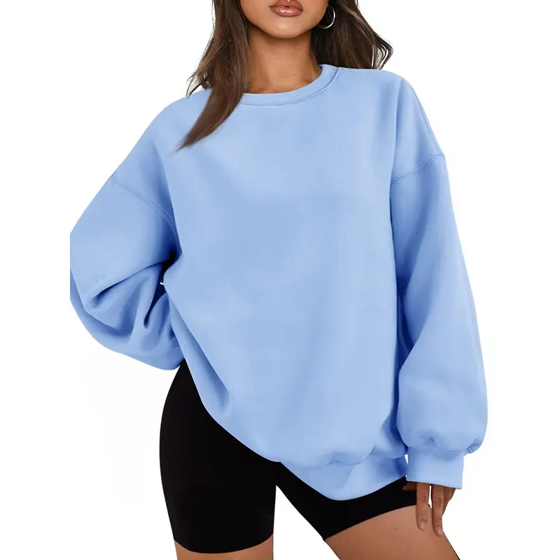 Round neck hoodie light blue
