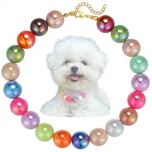 1pcs Dog Necklace with Colorful Beads, Stylish Pet Accessory, Perfect Gift for Dogs, Durable and Lightweight Design