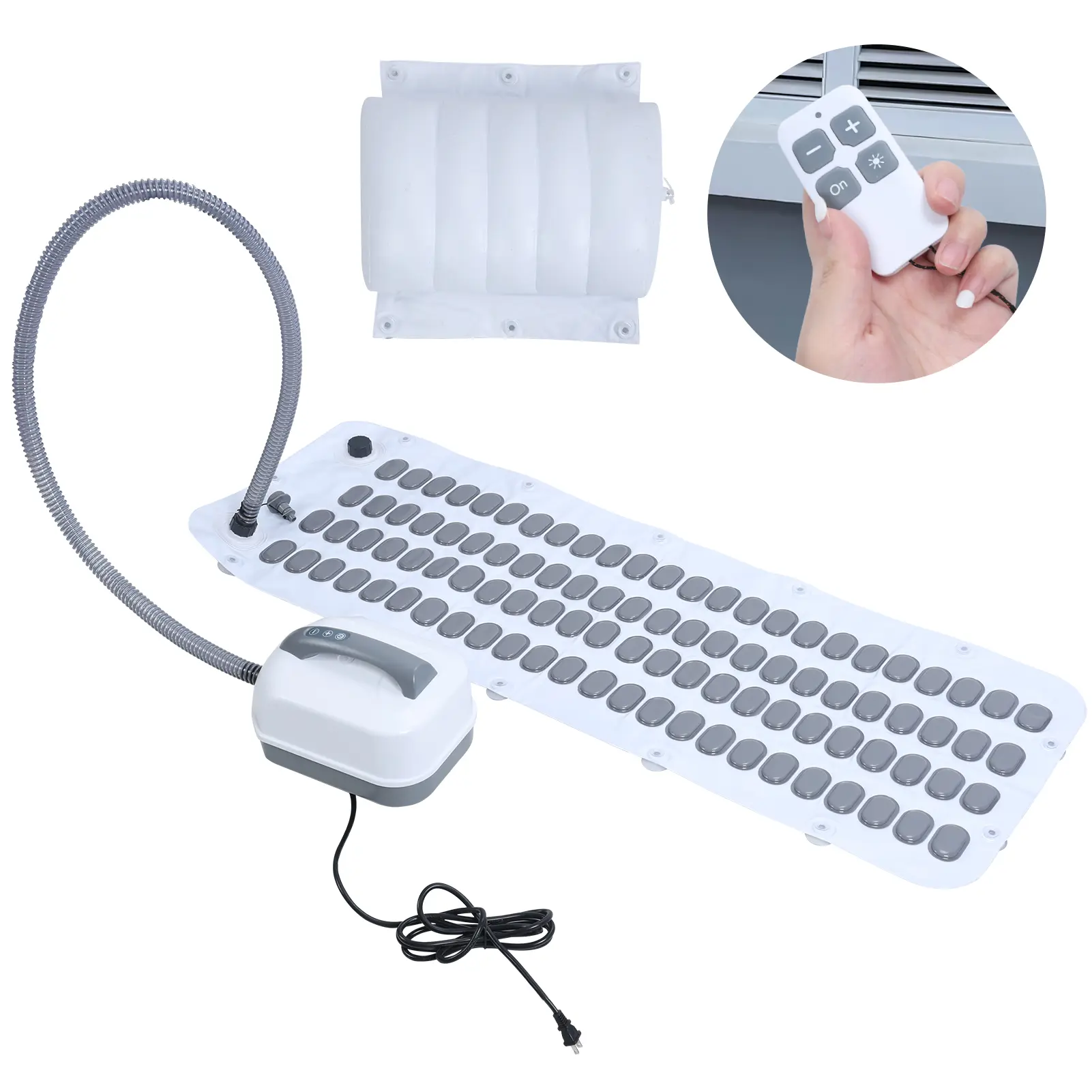 Portable Spa Bubble Bath Mat, Full Body Bubbling Bath Mat with Remote & Pillow, Electric Air Pump & Adjustable Bubble Settings, Bathtub Bubble Machine