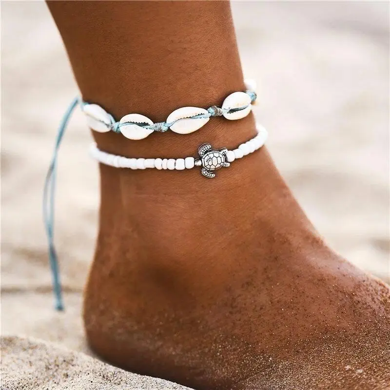 Summer Ocean Beach Anklet Bohemian Retro S Turtle Beaded Handmade Anklet & Bracelet New Leg Jewelry Gift