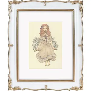 Picture Frame 8x10 White , 8 by 10 Ornate Decorative Antique Frame with Mat for 5x7 Photo, Fancy Matted Frame for Desktop or Wall, Horizontal or Vertical