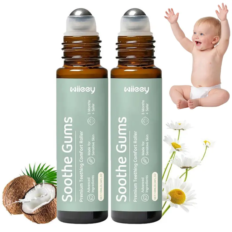1-2 Pack Teething Roller: All-Natural Baby Teething Oil Roller for Gentle Relief - Safe & Soothing Teething Solution for Infants