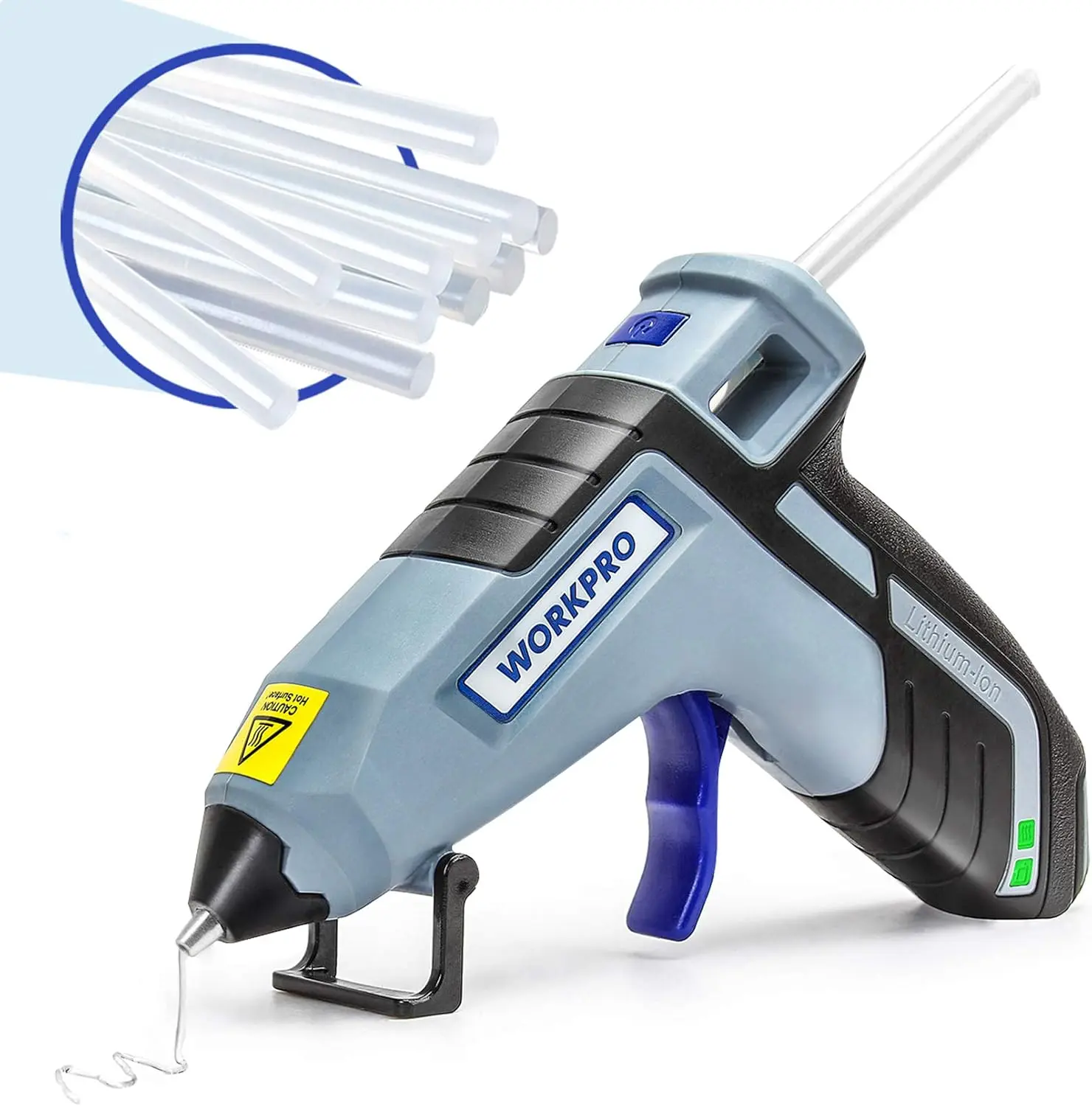 #summersale WORKPRO Cordless Hot Glue Gun, Fast Preheating Glue Gun Kit with 20 Packs Premium Mini Glue Gun Sticks, Smart-Power-off Hot Melt Glue Gun Built-in 2600 mAh Lithium-ion (Upgraded Version)