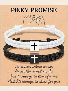 Adjustable Christian Cross Bracelets Set, Unisex Braided Rope Handmade Jewelry, Fashion Gift for Men Women Teens Girls