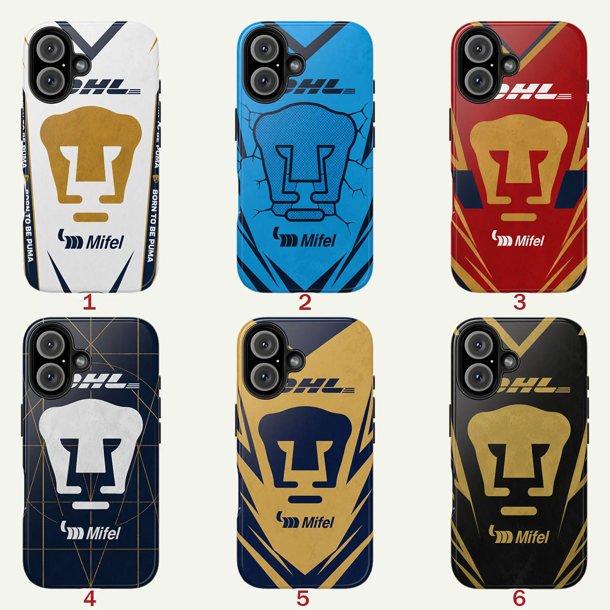 Pumas UNAM Jersey Style Phone Case Collection - Liga MX Club Universidad Nacional Authentic Kit Designs for iPhone17 ProMax /16/15/14/13/12/11 Plus for Samsung phones, suitable for both men and women,