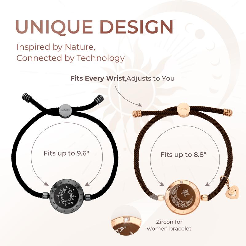 totwoo Long Distance Touch Bracelets with Sun&Moon Functional Love Connect Couple Gifts For Boyfriend or Girlfriend or your Family