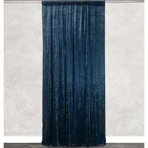 Velvet 12 ft x 60 Inch Drape with 4 Inch Pocket Navy Blue
