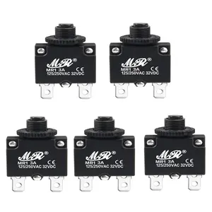 5Pcs 32VDC,AC125-250V Thermal Overload Protector Push Button Reset Circuit Breakers 3A