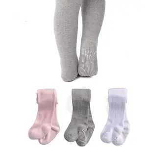 Baby Girls Non-Slip Seamless Cotton Tights Ribbed Plain Leggings Pantyhose for Newborn Infant Toddler