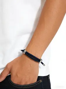 Men's Nylon Braided Rope Bracelet, Simple Business Style, Adjustable Sliding Buckle, Daily Commute & Office Wear, Dual-Layer Design