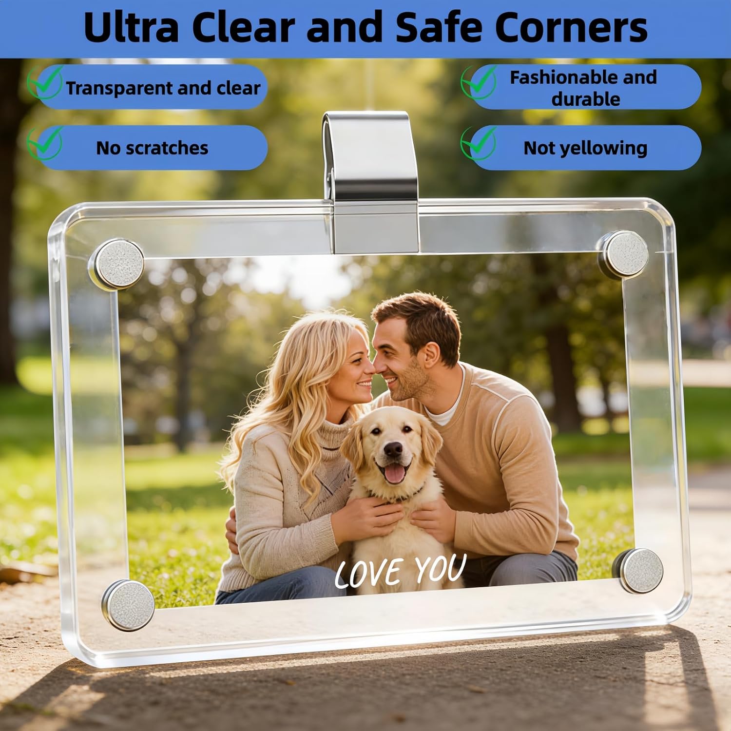 2Packs Car Picture Holder for Sun Visor, Clear Acrylic Magnet Car Visor Photo Clip, 2.36"x3.5" Picture Frame, Horizontal & Vertical Personalized Photo Display for Car Decorations Gifts