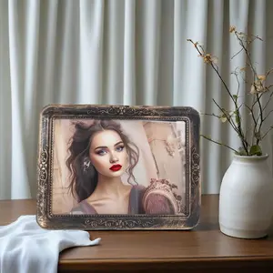 Photo Frame, 1 Count Vintage Photo Frame, Photo Display Frame for Home Living Room Office Decoration, Sturdy Frame Design