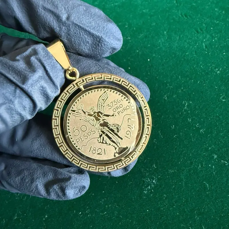 50 Peso Micro Spinner Pendant (Gold)
