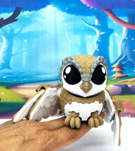 3D Printed Barn Owl, 2.75" Articulated Owl Fidget Toy, Posable and Movable Owl, 3D Printed in USA