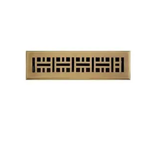 New 2-1/4" x 12" Antique Brass Wicker Style Solid Brass Floor Register by Signature Hardware