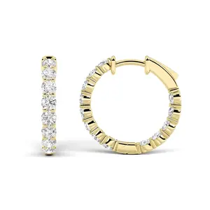 3.00ct 14K Yellow Gold Round Fancy Diamond Inside-Out Hoop Earrings
