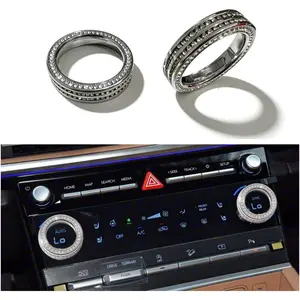 Car Bling Crystal Knob Decal Cover Compatible with Hyundai Interior Control AC Knob Accessories (Silver,for Sonata Tucson Santafe Palisade 2024-2026)