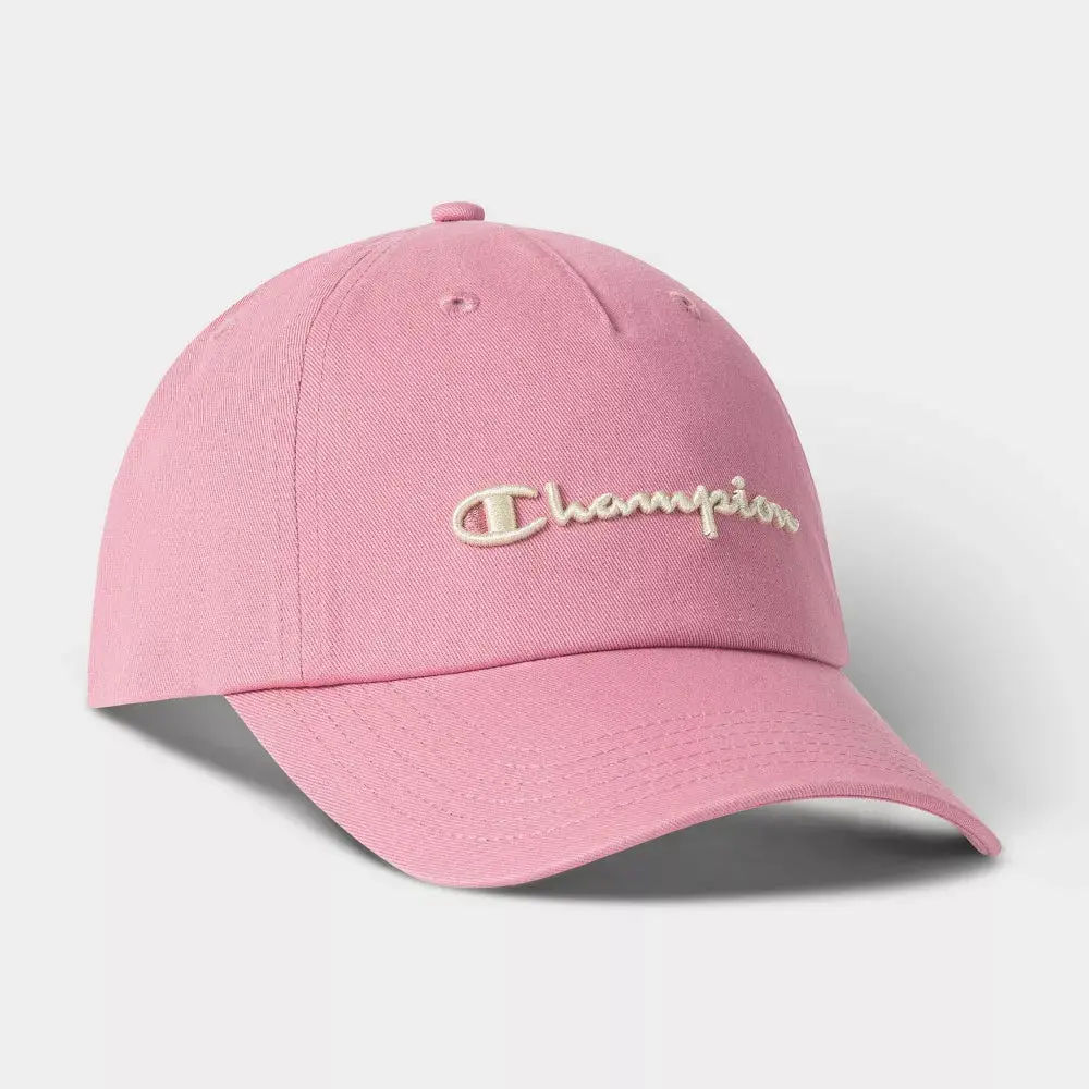 Champion Adult Script Twill Baseball Hat - Cosmic Pink, Bold Pink Lettering Fashion Accessory, Bold Pink Lettering Hats