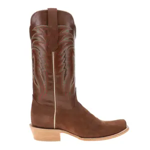 R. Watson Boots Mens Roughout Narrow Embroidered Square Toe  Casual Boots Mid Calf - Brown