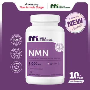 Micro Ingredients NMN Complex 1,000mg Per Serving, 10-1 Complex, Zero Filler, Pure NMN 500mg with Vitamin C, Resveratrol, CoQ10, TMG, Quercetin, & Glutathione | NAD+ Supplement Precursor