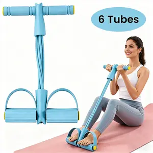 2026 Latest Upgraded 6-Tube Natural Rubber Multifunction Pedal Resistance Band, Portable Elastic Pull Rope Fitness, Home Gym Arm & Waist Training Pedal Band, Exercise Sit-up, Yoga, Abdominal Training,puller #summervibes