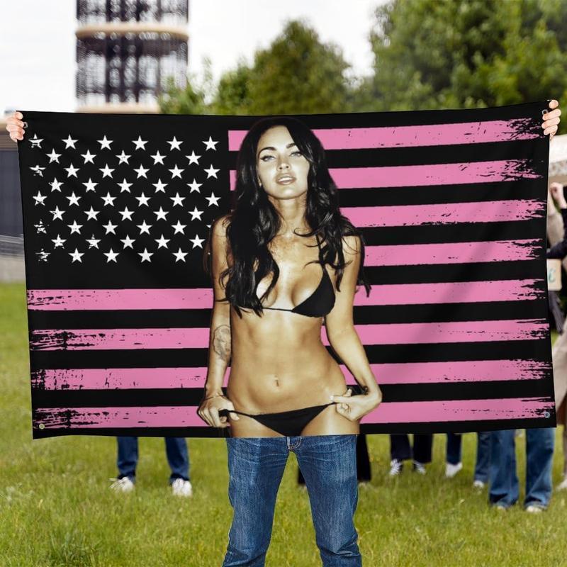 Pink American megan Flag 3x5 Ft,Personalize Flags,for Bedroom,Funny Tapestry Poster For fox Decorate Clubs Tailgates Yard University Dormitories Living Rooms