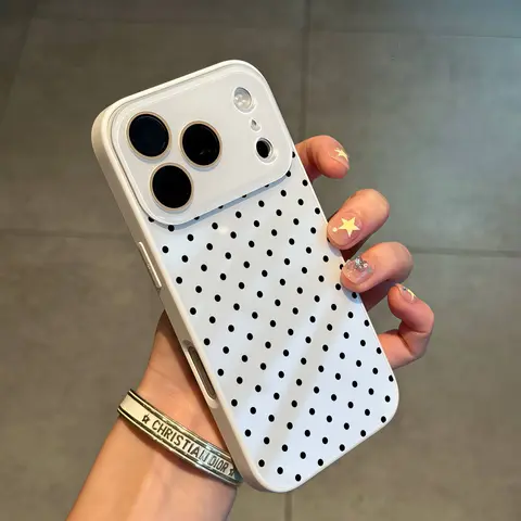Cristnu Stylish Protective Soft TPU Cover for Multiple iPhone Models (17Pro Max, Air, 16Plus, 15, 14, 13) - Cute Summer Polka Dot Glossy Finish Slim Lightweight Case with Removable Camera Lens Film, Women's Everyday Protection, JL108, iPhones Accessories