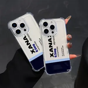 Trendy Letter X-Xanax Design Phone Case for iPhone 16 15 14 13 12 11 Pro Max X XR Xsmax 8 7 Plus, Anti-Drop Transparent Soft Back Cover
