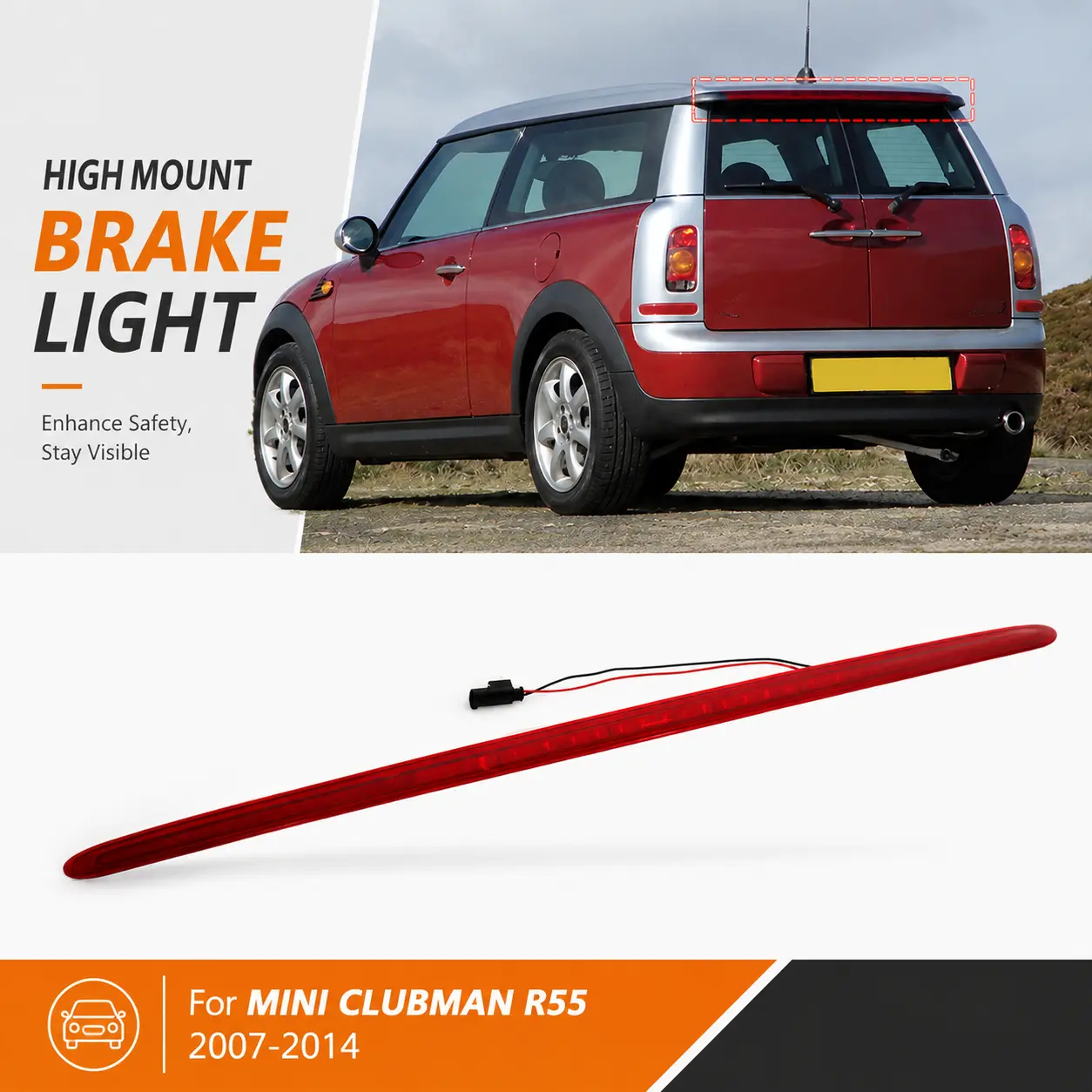LED Third Brake Light for MINI Clubman R55 (2007-2014) - 1x High Quality ABS LED Lights, Strictly Tested Direct Replacement for OE Part 63257167413 High Mount Stop Lamp