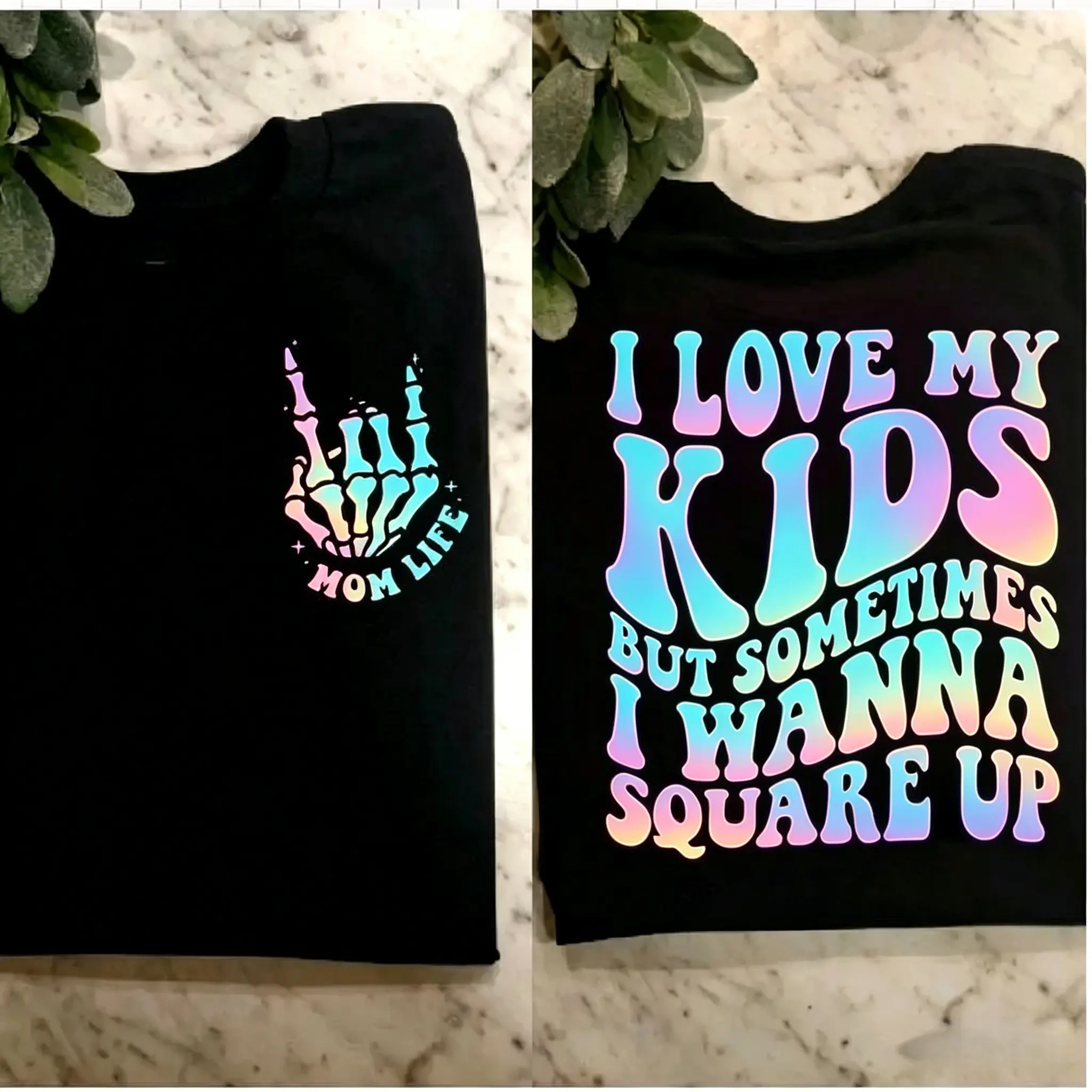 Mama Life Oversized Short-Sleeve Casual Everyday Apparel, Humorous "I Love My Kids But Want to Square Up" Trending Sports Top for Moms